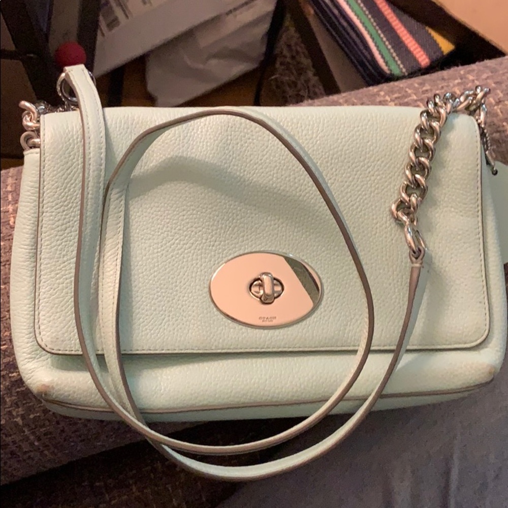 Coach Pebbled Leather Crosstown Crossbody Seaglass